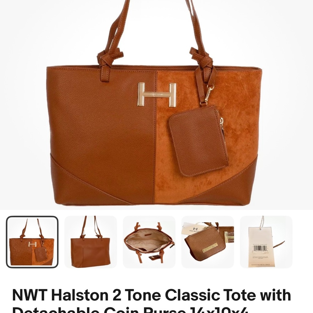 Halston Heritage Brown Leather Tote with H Hardware